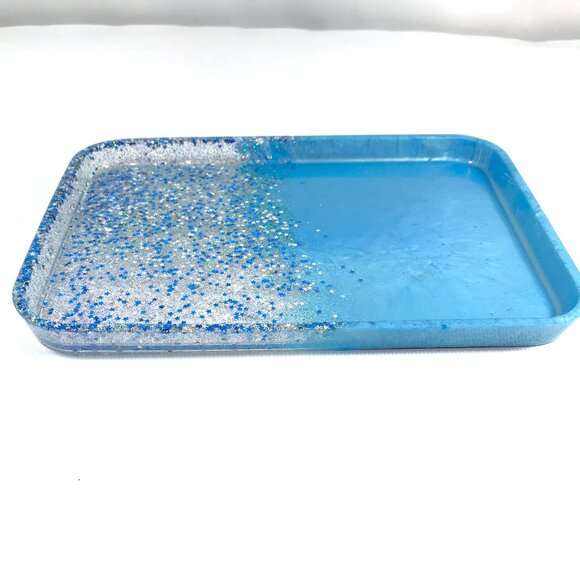 Ocean Blue Glitter and Stars Resin Tray - Picture 2 of 4